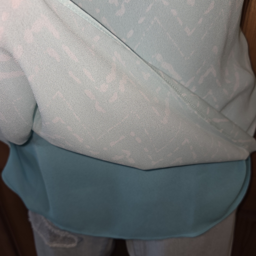 Maurices Soft Blue Chevron Blouse - Picture 3 of 7